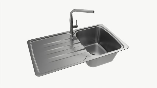 Kitchen Sink Faucet 04 stainless steel 3Dモデル .c4d .max .obj .3ds .fbx .stl .blend 
