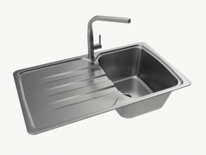 Kitchen Sink Faucet 04 stainless steel 3D Model