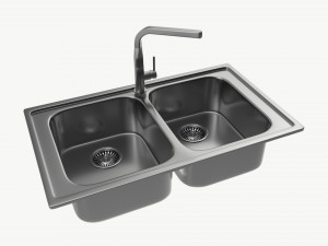 Kitchen Sink Faucet 05 stainless steel 3D Model