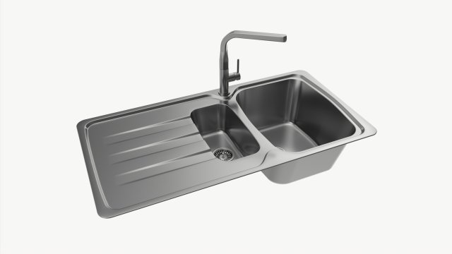 Kitchen Sink Faucet 06 stainless steel 3D 模型 .c4d .max .obj .3ds .fbx .stl .blend