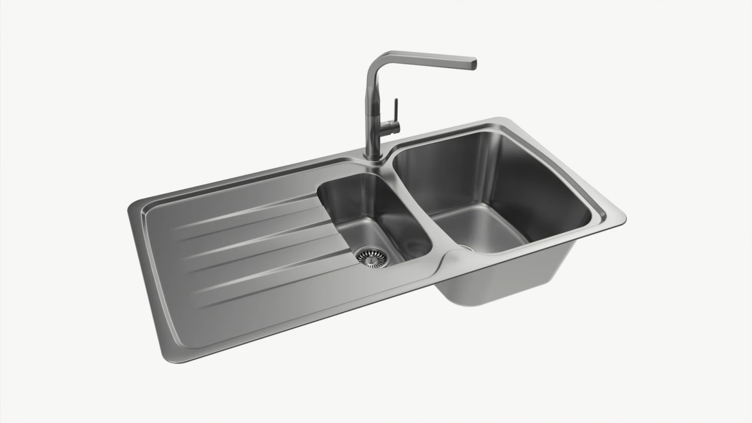 Kitchen Sink Faucet 06 stainless steel 3D Model .c4d .max .obj .3ds .fbx .stl .blend 