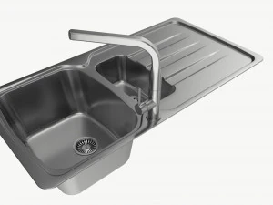 Kitchen Sink Faucet 06 stainless steel 3D Model