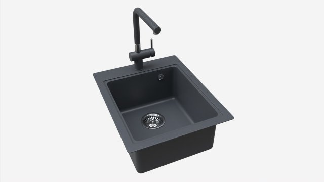 Kitchen Sink Faucet 07 black onyx Modèle 3D .c4d .max .obj .3ds .fbx .stl .blend 