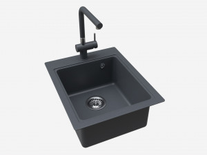 Kitchen Sink Faucet 07 black onyx 3D Model