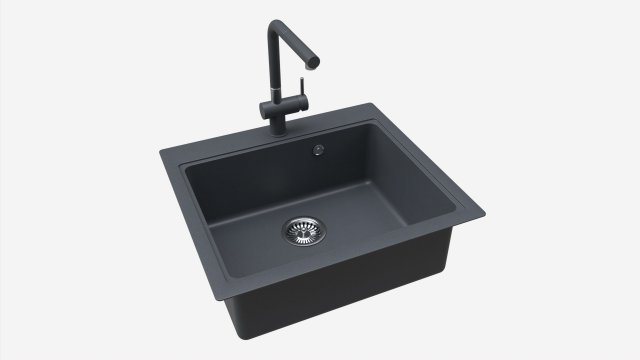 Kitchen Sink Faucet 08 black onyx 3D Model .c4d .max .obj .3ds .fbx .stl .blend 