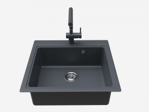 Kitchen Sink Faucet 08 black onyx 3D Model