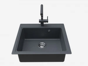 Kitchen Sink Faucet 08 black onyx 3D Model