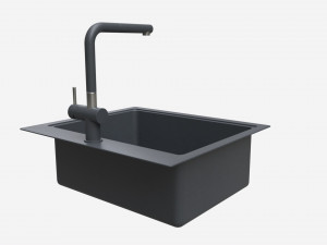 Kitchen Sink Faucet 08 black onyx 3D Model