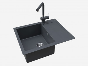 Kitchen Sink Faucet 09 black onyx 3D Model