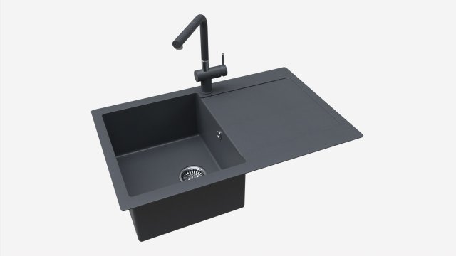 Kitchen Sink Faucet 10 black onyx 3D 모델 .c4d .max .obj .3ds .fbx .stl .blend 