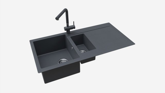 Kitchen Sink Faucet 11 black onyx 3D Model .c4d .max .obj .3ds .fbx .stl .blend 