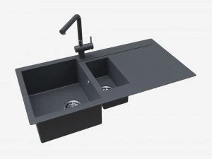 Rubinetto per lavello cucina 11 onice nero Modello 3D