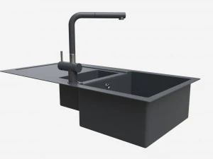 주방 싱크 수전 11 블랙 오닉스 3D 모델