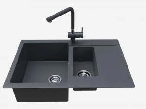 Torneira para pia de cozinha 12 &ocirc;nix preto Modelo 3D