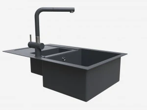 Torneira para pia de cozinha 12 &ocirc;nix preto Modelo 3D