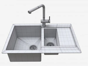 Torneira para pia de cozinha 12 &ocirc;nix preto Modelo 3D