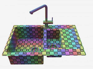 Torneira para pia de cozinha 12 &ocirc;nix preto Modelo 3D