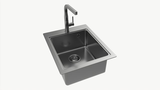 Kitchen Sink Faucet 13 stainless steel Model 3D .c4d .max .obj .3ds .fbx .stl .blend 