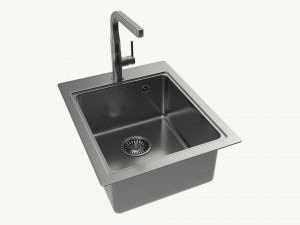 Kitchen Sink Faucet 13 stainless steel 3D Model