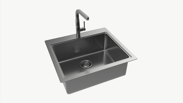 Kitchen Sink Faucet 14 stainless steel 3D 모델 .c4d .max .obj .3ds .fbx .stl .blend 