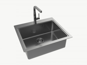 Kitchen Sink Faucet 14 stainless steel 3D Model