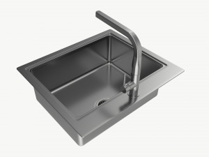 Kitchen Sink Faucet 14 stainless steel 3D 모델
