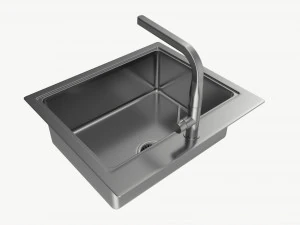 Kitchen Sink Faucet 14 stainless steel 3D Model