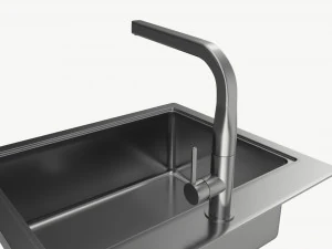 Kitchen Sink Faucet 14 stainless steel 3D Model