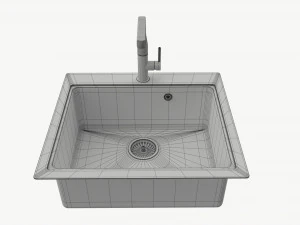 Kitchen Sink Faucet 14 stainless steel 3D Model