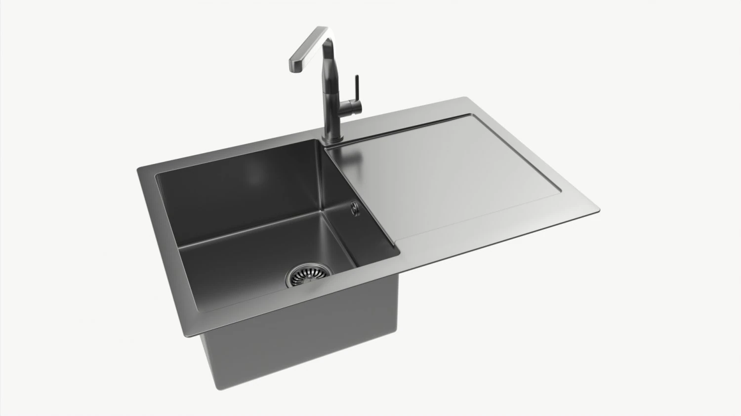 Kitchen Sink Faucet 15 stainless steel 3D Model .c4d .max .obj .3ds .fbx .stl .blend 