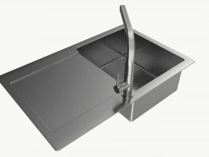 Kitchen Sink Faucet 15 stainless steel 3D Model