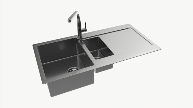 Kitchen Sink Faucet 16 stainless steel 3D मॉडल .c4d .max .obj .3ds .fbx .stl .blend