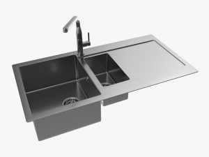 Kitchen Sink Faucet 16 stainless steel 3D Model