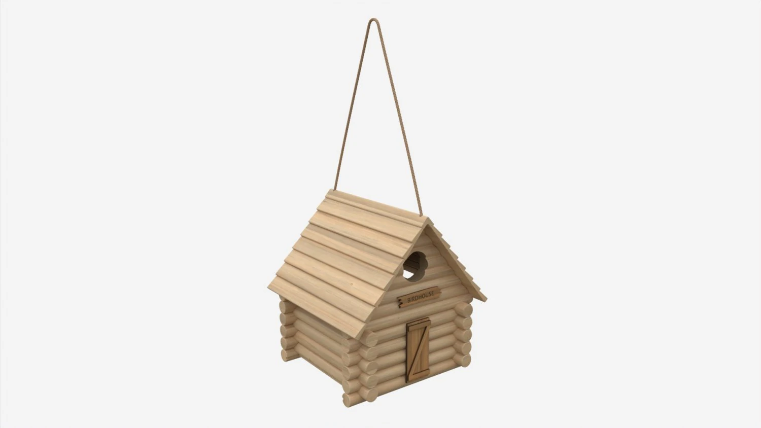 Log Cabin Birdhouse 3D Model .c4d .max .obj .3ds .fbx .stl .blend