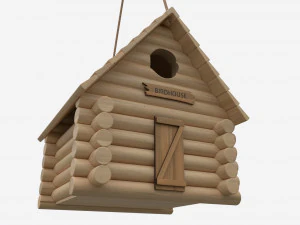 Log Cabin Birdhouse 3D Model