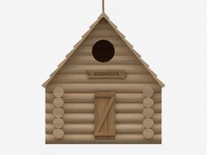 Log Cabin Birdhouse 3D Model