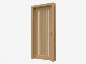 Modern Wooden Interior Door with Furniture 001 3D Model