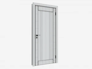 Modern Wooden Interior Door with Furniture 001 3D Model