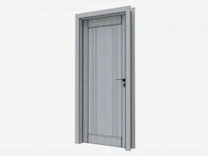 Modern Wooden Interior Door with Furniture 001 3D Model