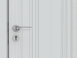 Modern Wooden Interior Door with Furniture 001 3D Model