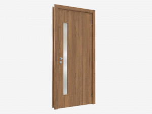 Modern Wooden Interior Door with Furniture 002 3D Model