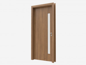 Modern Wooden Interior Door with Furniture 002 3D Model