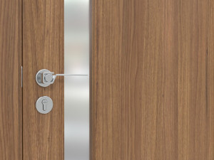 Modern Wooden Interior Door with Furniture 002 3D Model