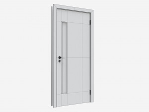 Modern Wooden Interior Door with Furniture 002 3D Model