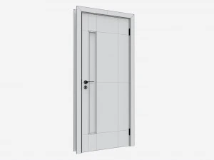 Modern Wooden Interior Door with Furniture 002 3D Model