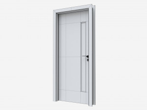 Modern Wooden Interior Door with Furniture 002 3D Model