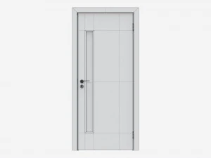 Modern Wooden Interior Door with Furniture 002 3D Model