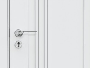 Modern Wooden Interior Door with Furniture 003 3D Model