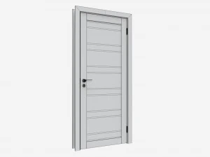 Modern Wooden Interior Door with Furniture 005 3D Model