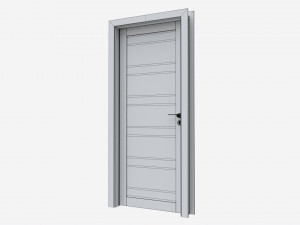 Modern Wooden Interior Door with Furniture 005 3D Model